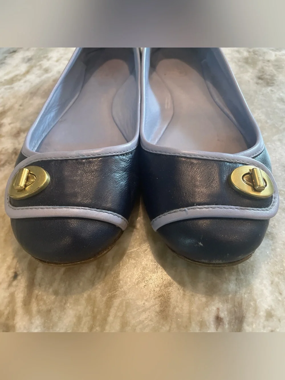 Coach Vintage Vegan Leather Navy Chambray Ballet Flats Size 8.5